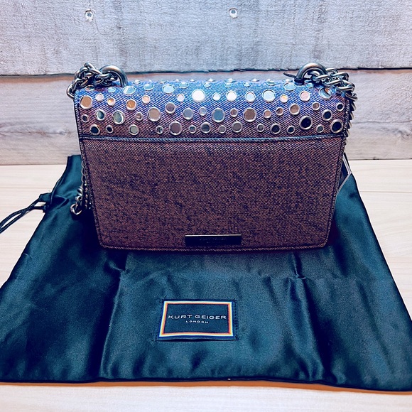 KURT GEIGER NWT Shoreditch Denim Studded Mini Convertible Shoulder Bag - Picture 12 of 15